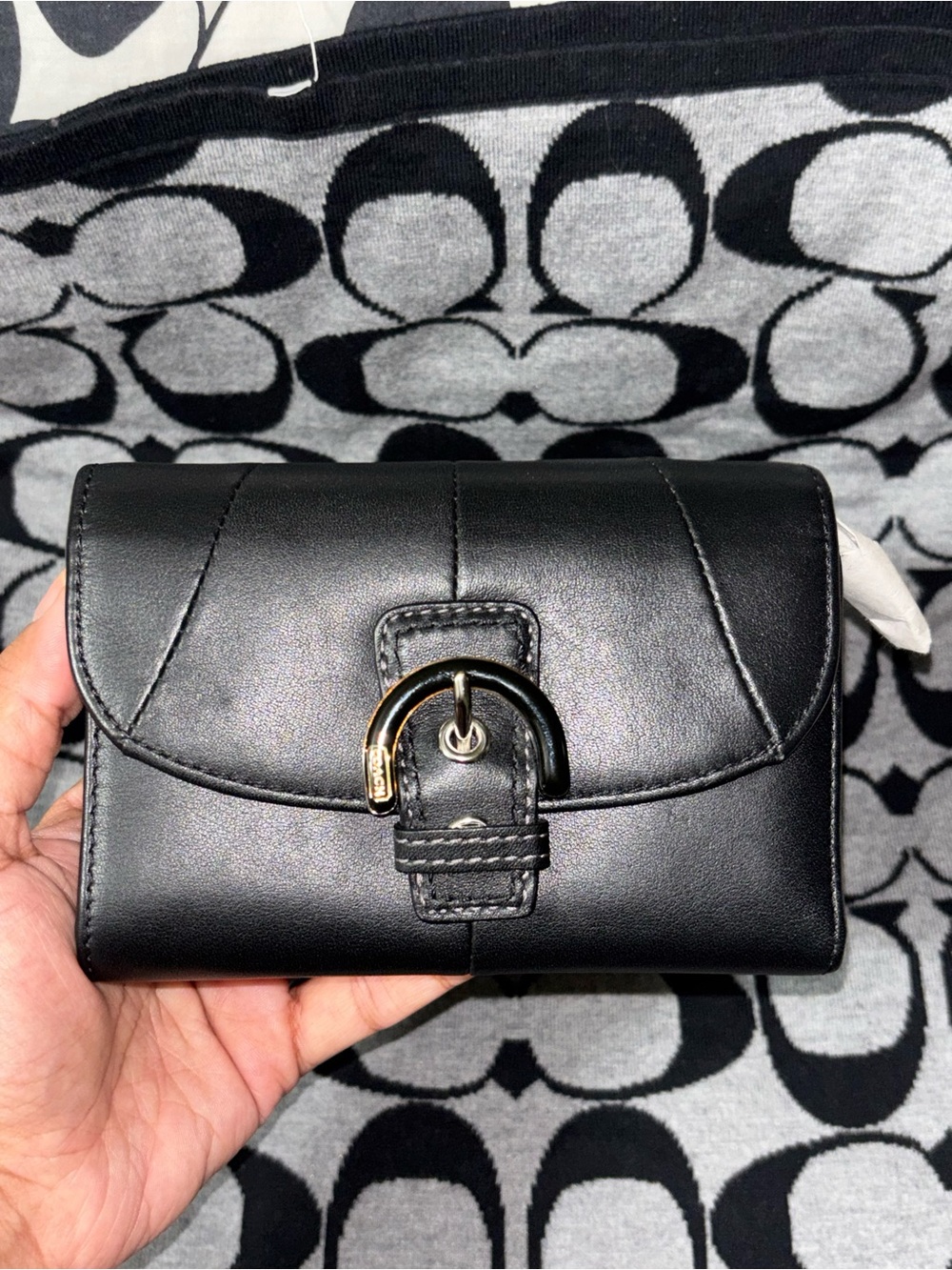 Black Leather Coach Y2K Soho Buckle Wallet